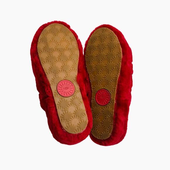 UGG Fluff Yeah Slide Ribbon Red Sheepskin Women’s Size 10 - Picture 8 of 9